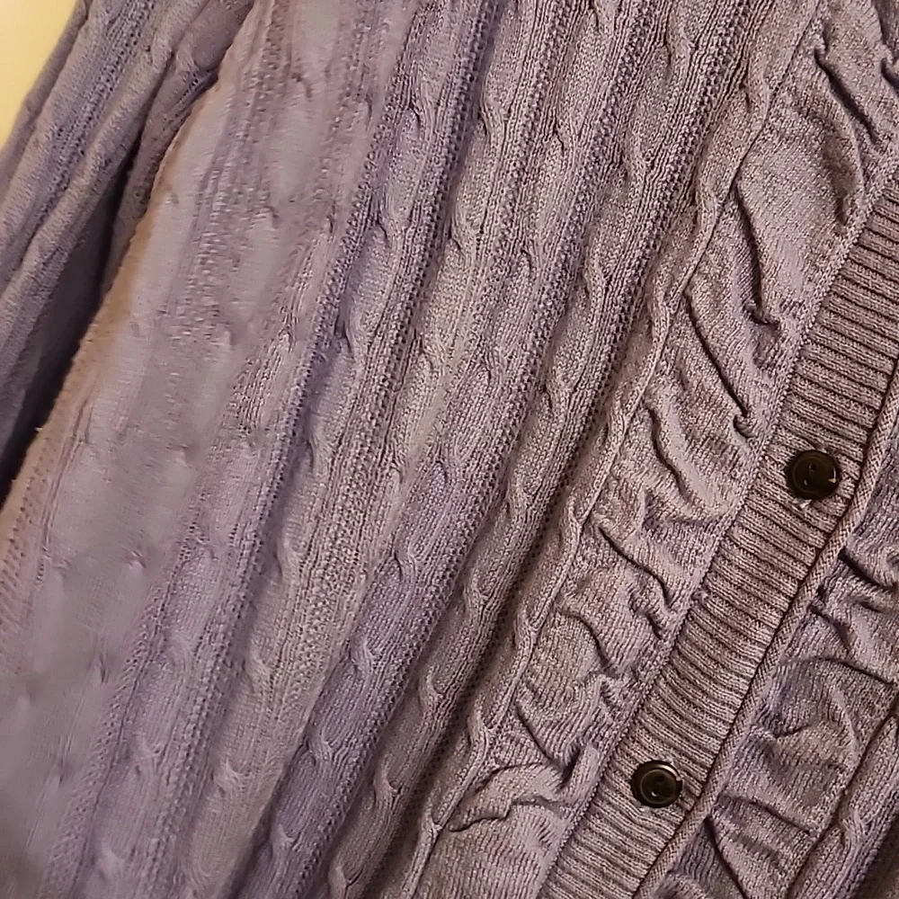 Eddie Bauer Scoop Neck Cable Knit Cardigan Sweater - Picture 4 of 8